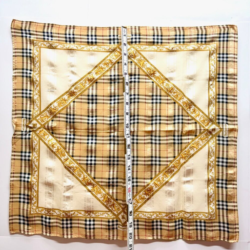 Burberry Miniscarf 23"x23", silk, beige gold black nova( striped (3 - Picture 6 of 7